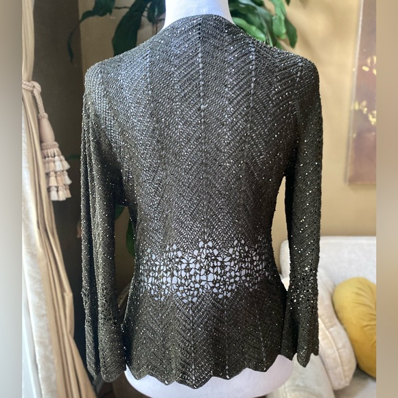 CARMEN MARC VALVO Beaded Long Sleeve Cardigan  Size medium - Picture 5 of 11